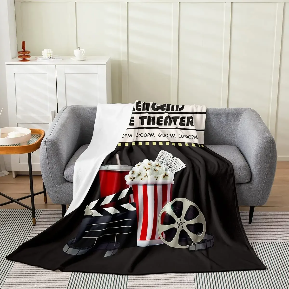Home Cinema Tickets - Vintage Cinema Ticket Throw Blanket Retro