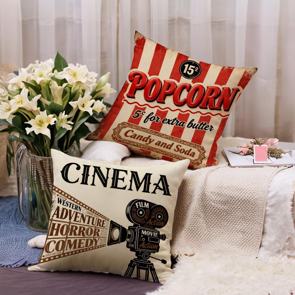 4Pcs Vintage Cinema Throw Pill - Home Cinema Tickets review and price