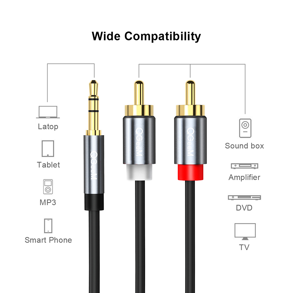 QGeeM RCA Cable 2RCA to 3.5 Au - Home Cinema Heos review and price